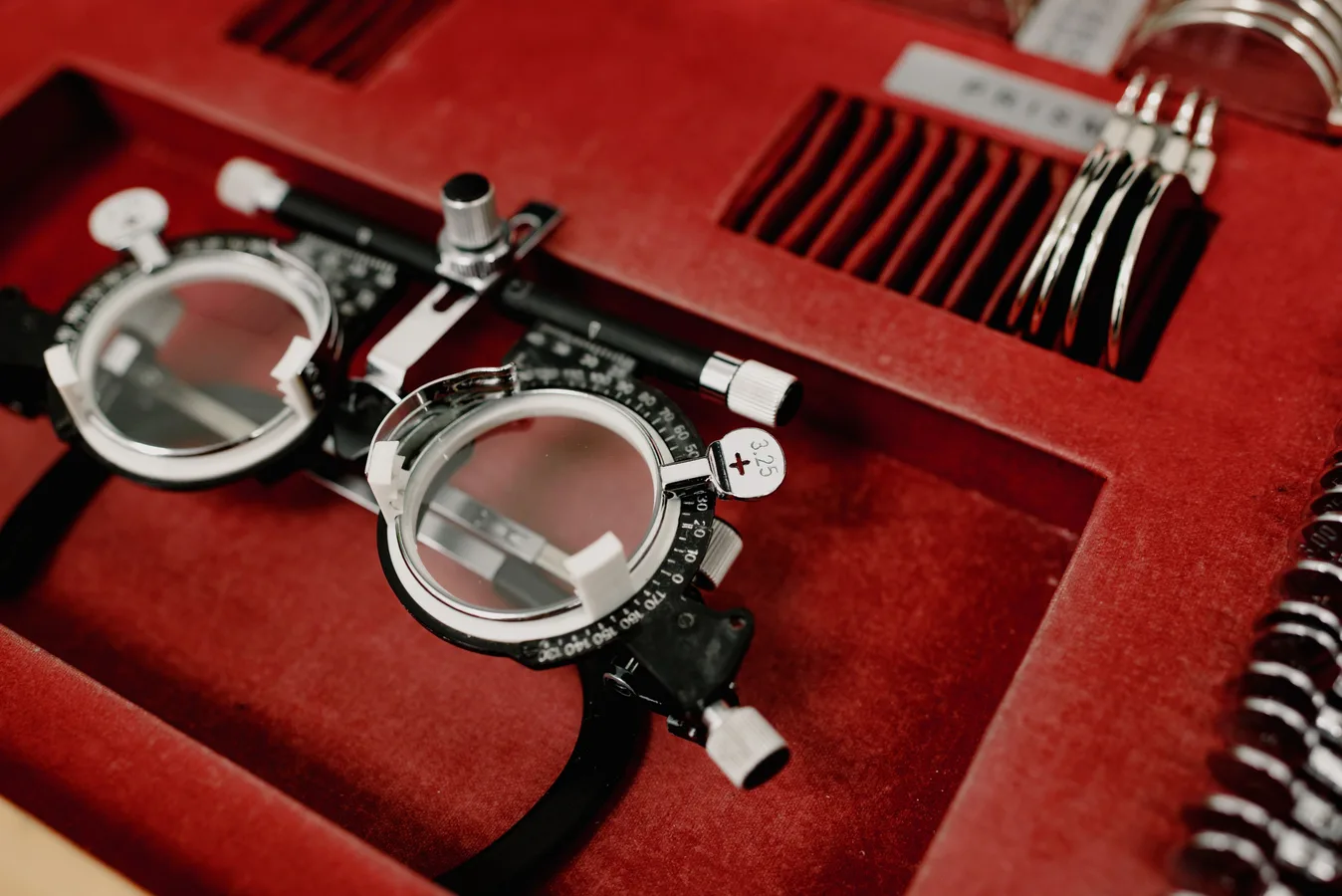A trial frame and lens set used to find the exact lens strength that suits you